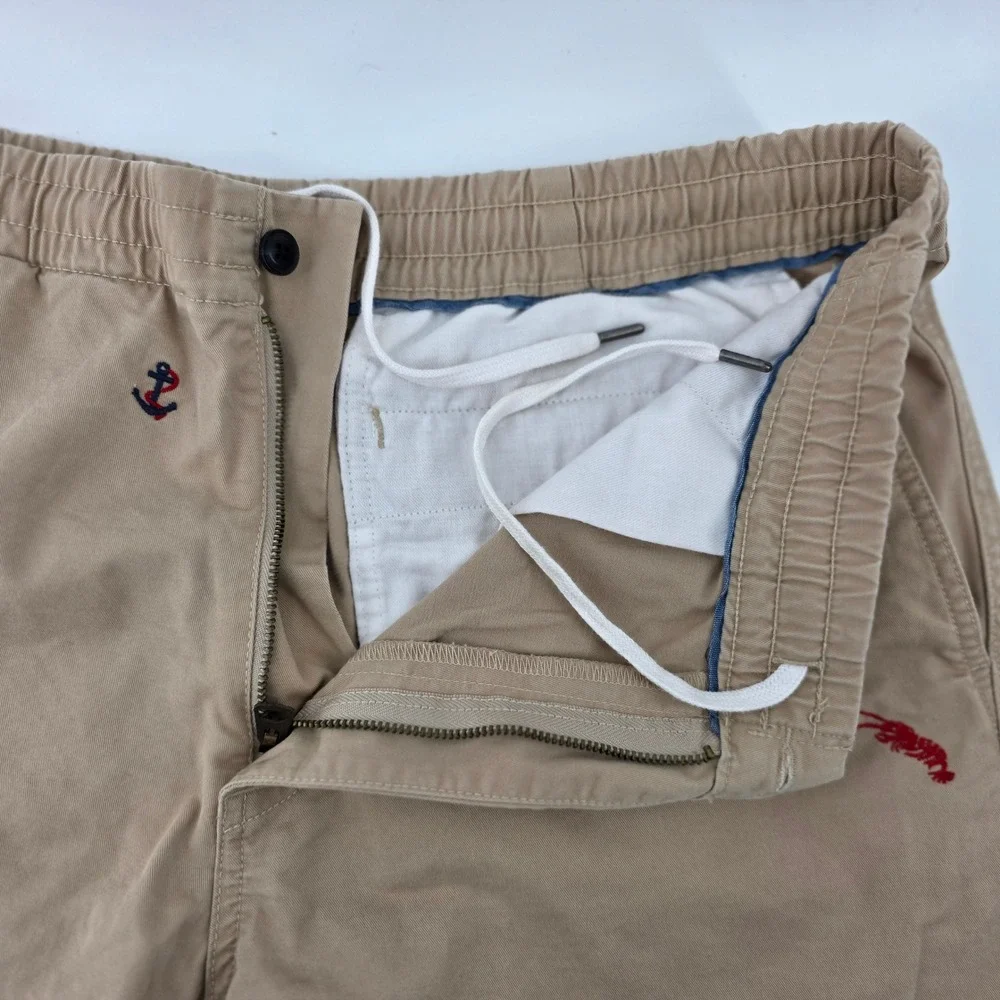 Polo Ralph Lauren Mens Khaki Nautical Embroidered Stretch Classic Fit Shorts L